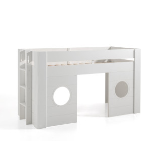 Lit mi-hauteur MARNIE 90 x 200 cm - MDF, blanc