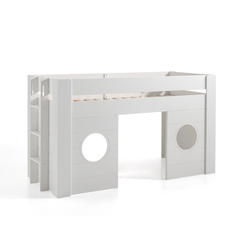 Lit mi-hauteur MARNIE 90 x 200 cm - MDF, blanc