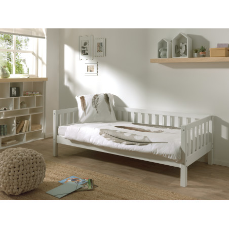 Lit capitaine (90) EUDES 90 x 200 cm - Pin massif, blanc