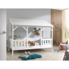 Lit cabane (03) toit HANSEL 90 x 200 cm - Pin massif, blanc