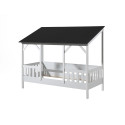 Lit cabane (03) toit HANSEL 90 x 200 cm - Pin massif, blanc/noir