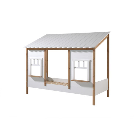 Lit cabane (05) HANSEL 90 x 200 cm - Pin massif, blanc