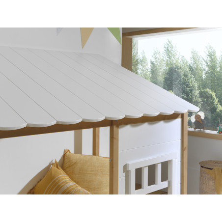 Lit cabane (05) HANSEL 90 x 200 cm - Pin massif, blanc