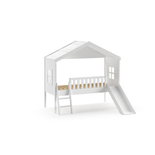Lit cabane avec gigogne HANSEL 90 x 200 cm - Pin scandinave, blanc