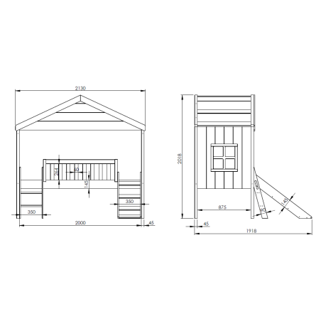 Lit cabane avec gigogne HANSEL 90 x 200 cm - Pin scandinave, blanc