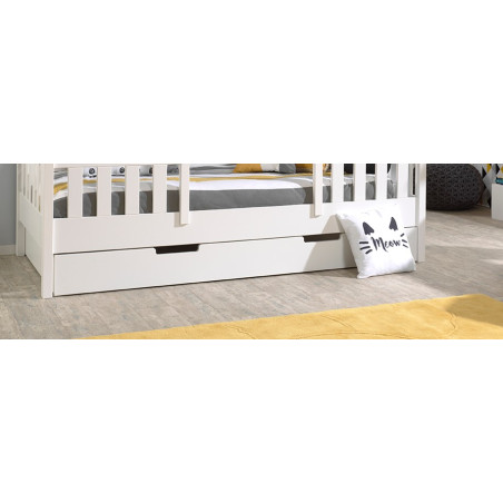 Lit gigogne HANSEL 90 x 190 cm - Pin massif, blanc