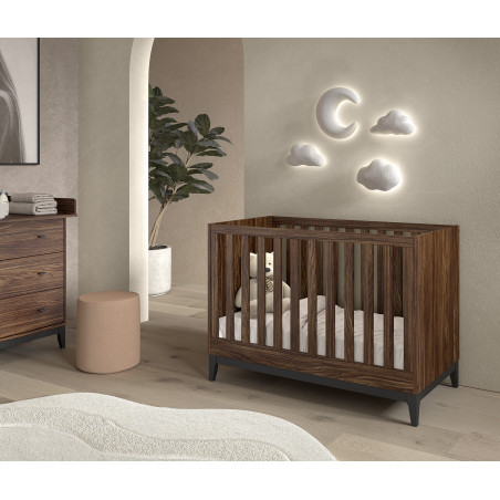 Lit bébé PAZU 60 x 120 cm - Panneaux de particules, noyer