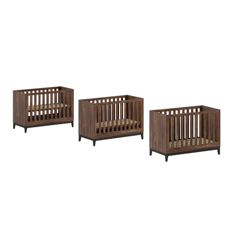 Lit bébé PAZU 60 x 120 cm - Panneaux de particules, noyer