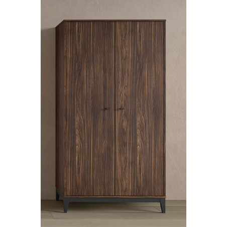 Armoire 2 portes PAZU - Panneaux de particules, noyer
