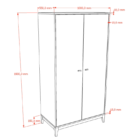 Armoire 2 portes PAZU - Panneaux de particules, noyer