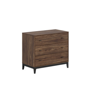 Commode 3 tiroirs PAZU - Panneaux de particules, noyer