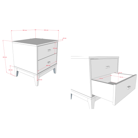 Chevet PAZU - Panneaux de particules, noyer