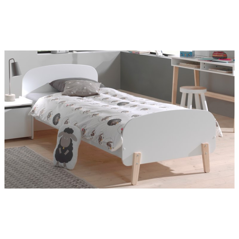 Lit SATSUKI 90 x 200 cm - Pin massif, blanc