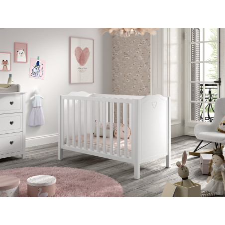 Lit bébé CELESTINE 60 x 120 cm - Pin massif, blanc