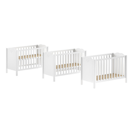 Lit bébé CELESTINE 60 x 120 cm - Pin massif, blanc