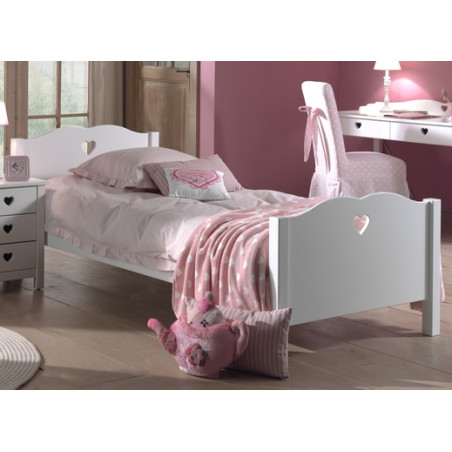 Lit CELESTINE 90 x 200 cm - Pin massif, blanc