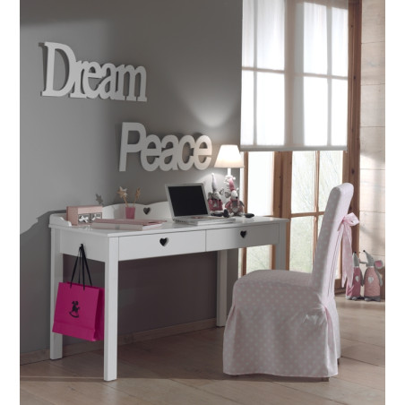 Bureau CELESTINE - Pin massif, blanc