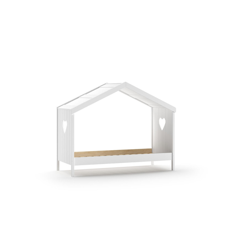 Lit cabane CELESTINE 90 x 200 cm - Pin scandinave, blanc