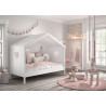 Lit cabane CELESTINE 90 x 200 cm - Pin scandinave, blanc
