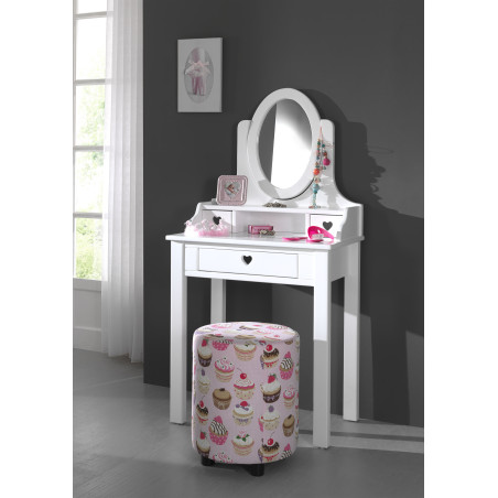 Coiffeuse CELESTINE - Pin massif, blanc