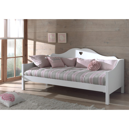 Lit capitaine CELESTINE 90 x 200 cm - Pin massif, blanc