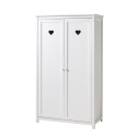 Armoire 2 portes CELESTINE - Pin massif, blanc