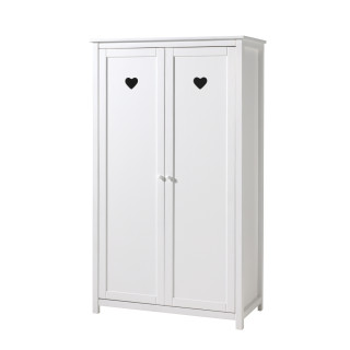Armoire 2 portes CELESTINE - Pin massif, blanc