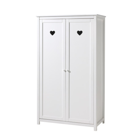 Armoire 2 portes CELESTINE - Pin massif, blanc