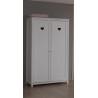 Armoire 2 portes CELESTINE - Pin massif, blanc