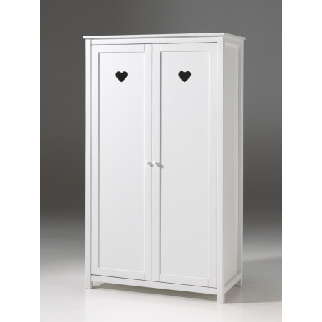 Armoire 2 portes CELESTINE - Pin massif, blanc