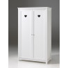 Armoire 2 portes CELESTINE - Pin massif, blanc