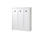 Armoire 3 portes CELESTINE - Pin massif, blanc