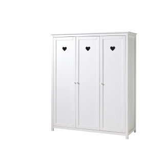 Armoire 3 portes CELESTINE - Pin massif, blanc