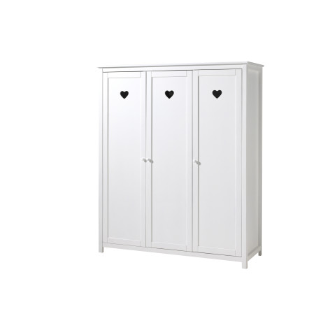Armoire 3 portes CELESTINE - Pin massif, blanc