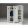 Armoire 3 portes CELESTINE - Pin massif, blanc