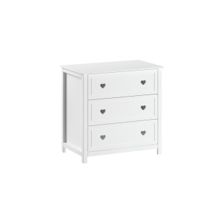 Commode 3 tiroirs CELESTINE - Pin massif, blanc