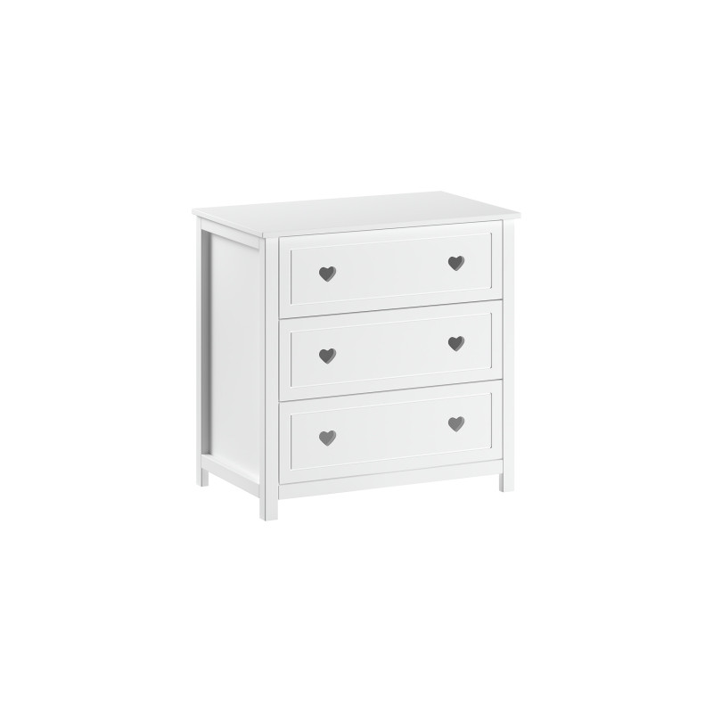 Commode 3 tiroirs CELESTINE - Pin massif, blanc