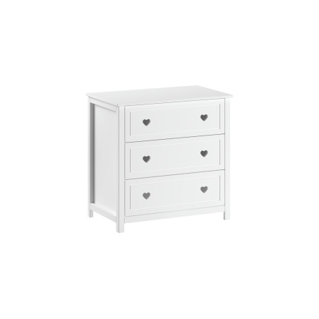 Commode 3 tiroirs CELESTINE - Pin massif, blanc