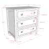 Commode 3 tiroirs CELESTINE - Pin massif, blanc