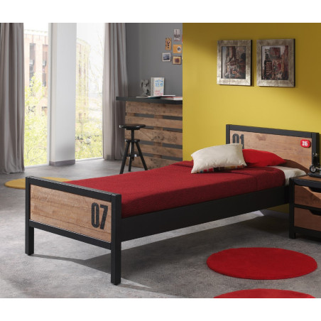 Lit GEOFFROY 90 x 200 cm - Pin massif, nature