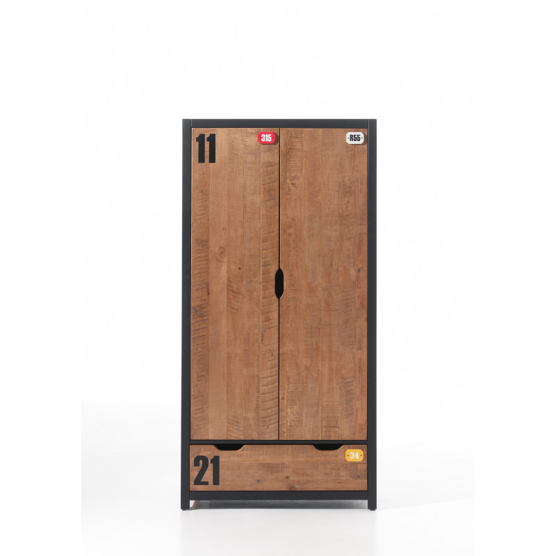 Armoire 2 portes GEOFFROY - Pin massif, nature