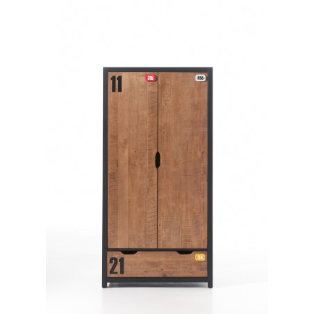 Armoire 2 portes GEOFFROY - Pin massif, nature