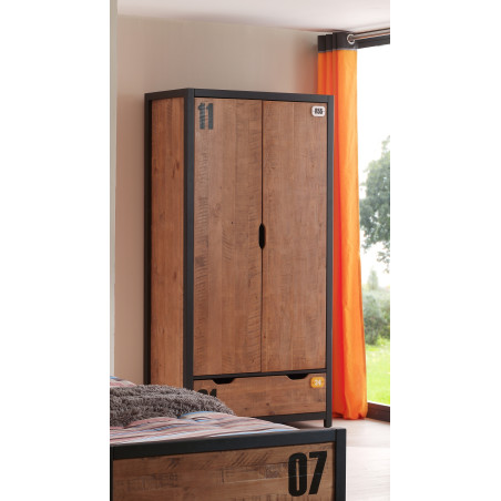 Armoire 2 portes GEOFFROY - Pin massif, nature