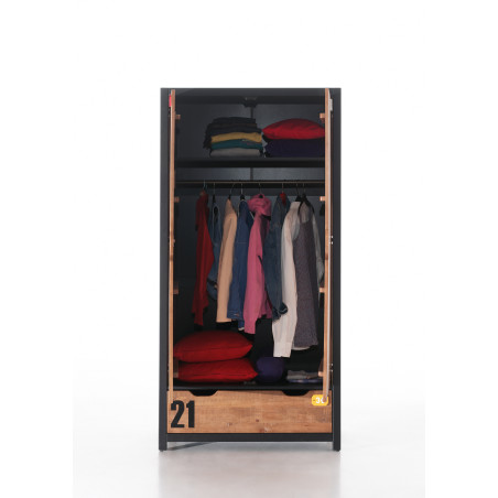 Armoire 2 portes GEOFFROY - Pin massif, nature