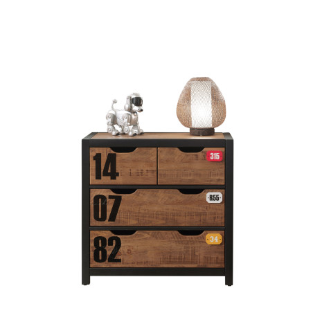 Commode 3 tiroirs GEOFFROY - Pin massif, nature