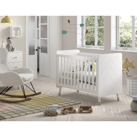 Lit bébé GASPARD 60 x 120 cm - Pin massif, blanc