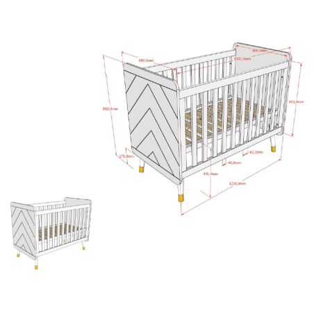 Lit bébé GASPARD 60 x 120 cm - Pin massif, blanc