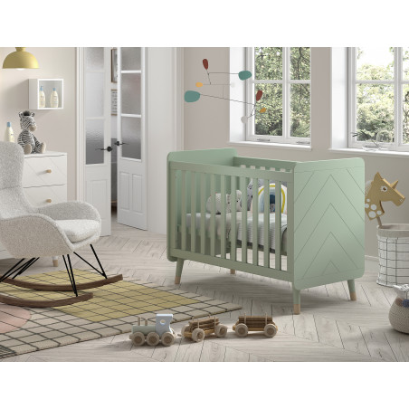 Lit bébé GASPARD 60 x 120 cm - Pin massif, vert olive