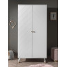 Armoire 2 portes GASPARD - Pin massif, blanc