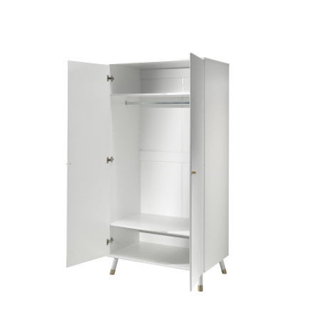 Armoire 2 portes GASPARD - Pin massif, blanc